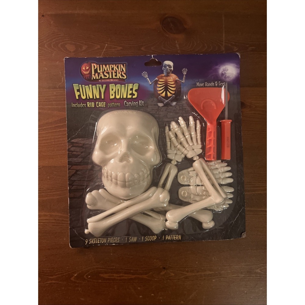 Skeleton Pumpkin Masters Funny Bones With Rib Cage Pattern 9 Piece‎ Carving Kit